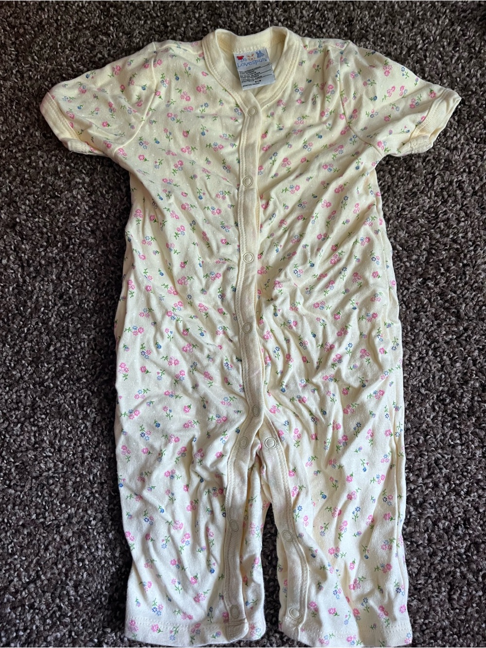 Soft Floral Cream Baby One-Piece Bodysuit by Lovespun